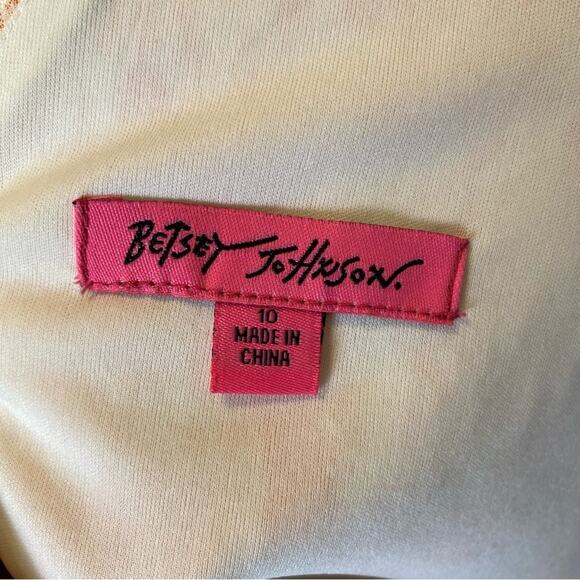 Betsey Johnson Jacquard Floral Orange Pleated Fit & Flare Dress Size 10 Womens - Picture 7 of 14